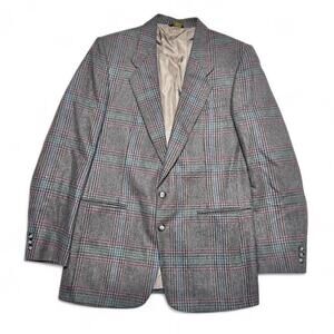 Givenchy Two Button Wool Tweed Plaid Houndstooth Sport Coat Blazer Jacket 42L